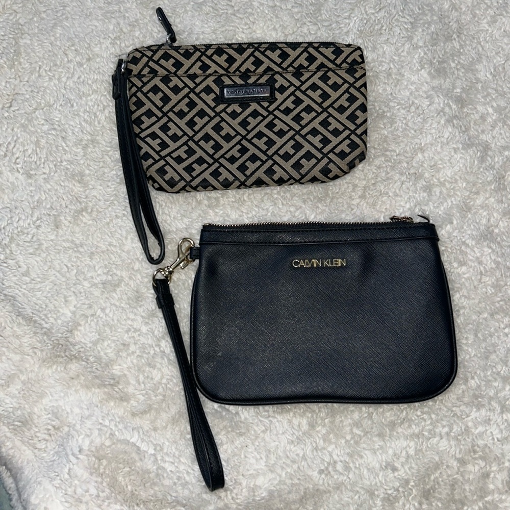 Two Wristlets- A black Calvin Klein and a black and gray Tommy Hilfiger